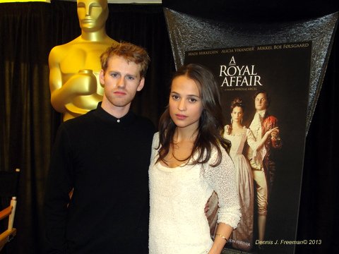 Alicia Vikander and Cyron Melville, stars of  "A Royal Affair," which has been nominated for an Academy Award. Photo Credit: Dennis J. Freeman