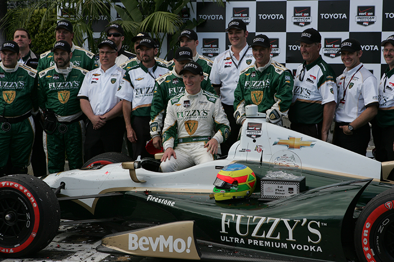 Mike Conway (Ed Carpenter Racing) celebrates his win in the IndyCar race at the 2014 Toyota Grand Prix of Long Beach. Photo Credit: Jevone Moore/News4usonline.com