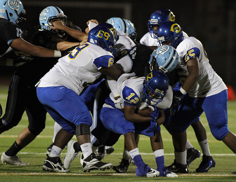Carson's Defense stopped Crenshaw's fast athletes before they could get a crease. Photo by Jevone Moore / Full Image 360 / News4usonline.com 