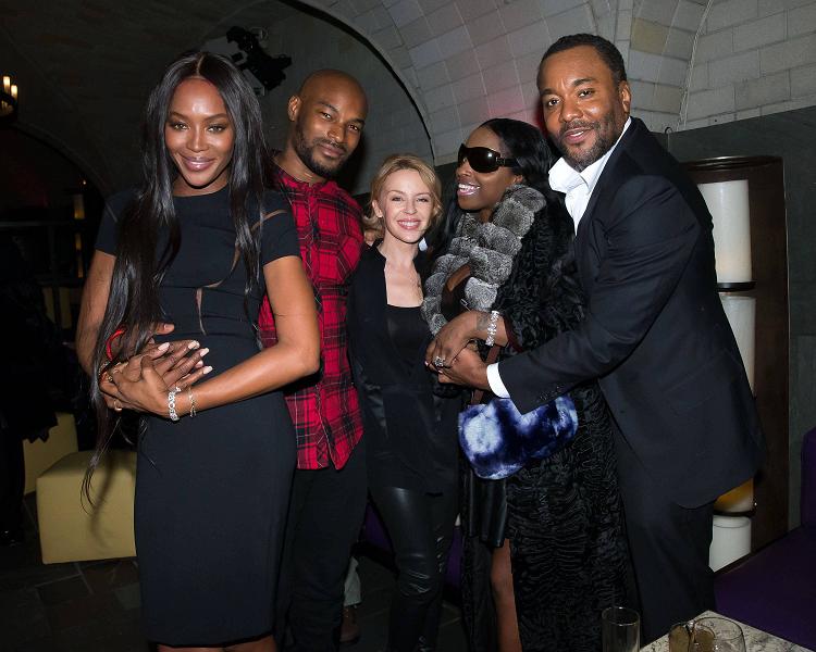 EMPIRE: (L-R): Naomi Campbell, Tyson Beckford, Kylie Minogue, Foxy Brown and EP/Creator Lee Daniels attend an exclusive screening of the new FOX show EMPIRE at the Bryant Park Hotel on Monday, Dec. 8, in New York City. CR: Ben Hider/FOX