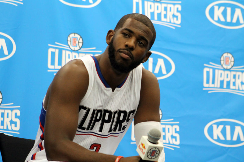 Los Angeles Clippers guard Chris Paul listens to a question posed by a reporter during the team's media day. Photo credit: News4usonline.com