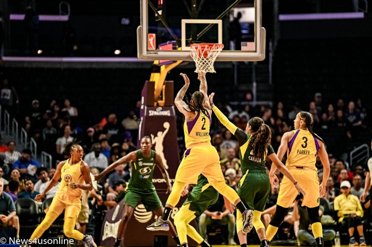Los Angeles Sparks plays the Seattle Storm in a playoff game at Staples Center