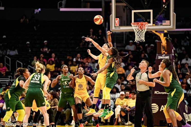 Los Angeles Sparks play the Seattle Storm in WNBA playoff action at Staples Center 
