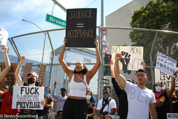 The Los Angeles chapter of Black Lives Matter bring the noise to Long Beach, California, to protest of George Floyd, a 46-year-old black man who died in police custody. Global protests in the wake of Floyd's death lasted for two weeks. Photo by Dennis J. Freeman